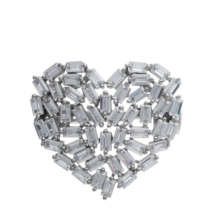 Brosa din argint 925 rodiat, Piatra: zirconia fatetata, Culoare: transparenta, Sonis Silver