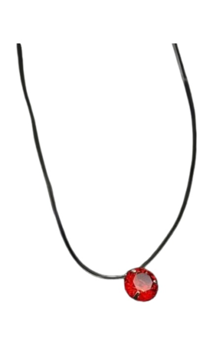 Lantisor cu guta transparenta si pandantiv, EVNC, Delysia Pendant Red Daim