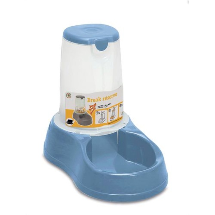 Dispenser hrana pentru caini si pisici Stefanplast Break, 3,5l, transparent, cu picioare antiderapante