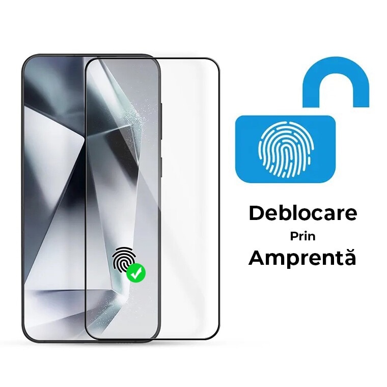 Folie sticla securizata pentru Samsung S23 / S22, Deblocare Prin Amprenta, Kribo Premium Fit, Transparenta HD, Protectie Ecran Premium, Full Cover, Full Glue
