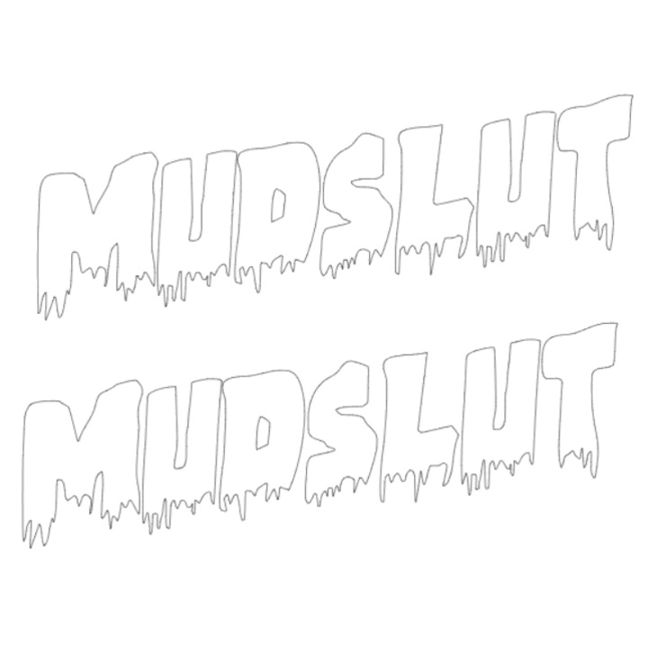 Sticker x2, Mudslut Off Road, Alb, 25cm