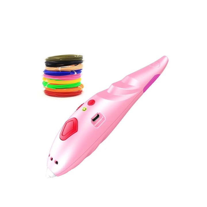 Ceruzafestő toll 3D objektumok rajzolásához, szál 1,75 mm, alacsony hőmérséklet, rózsaszín, Doty®