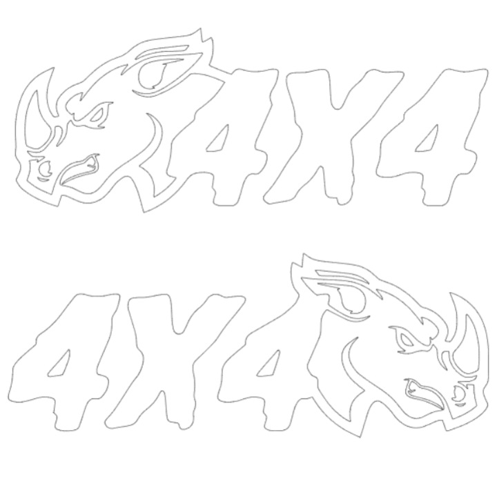 Set 2 Stickere Off Road, Rino 4x4, Alb, 30cm