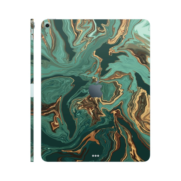 Folie de protectie pentru iPad Air 11" (2024), Colectia Signature, Skin Spate cu laterale separate, Emerald Flow