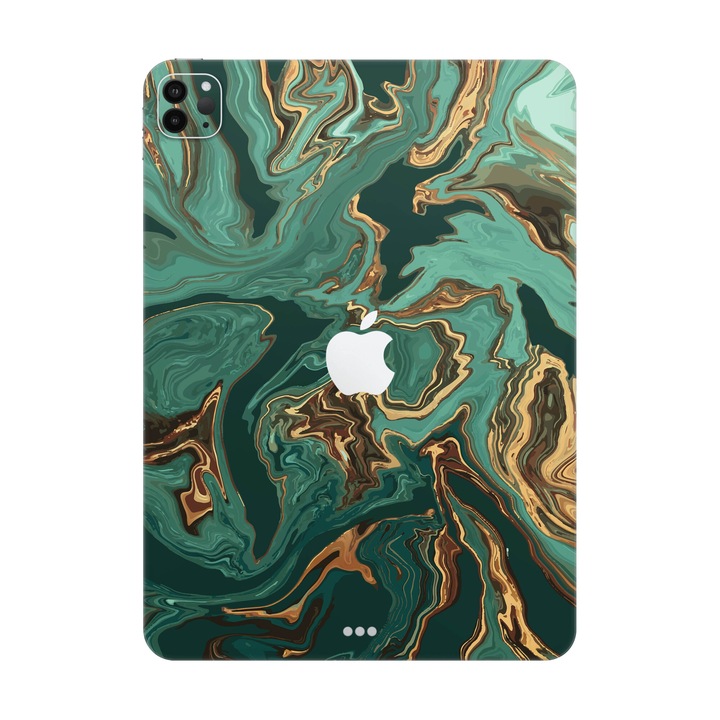 Folie de protectie pentru iPad Pro 12.9" (5th Gen), Colectia Signature, Skin Spate cu laterale unite, Emerald Flow