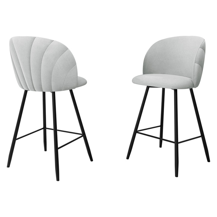 Scaun de bar tapitat JK99 H, MIRJAN24, gri deschis, 51x51x105 cm