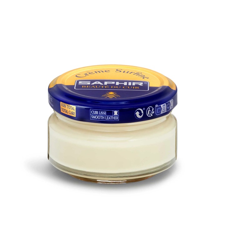 Crema pentru piele Saphir Creme Surfine 50 ml, impermeabilizare, nuanta Smoke 80