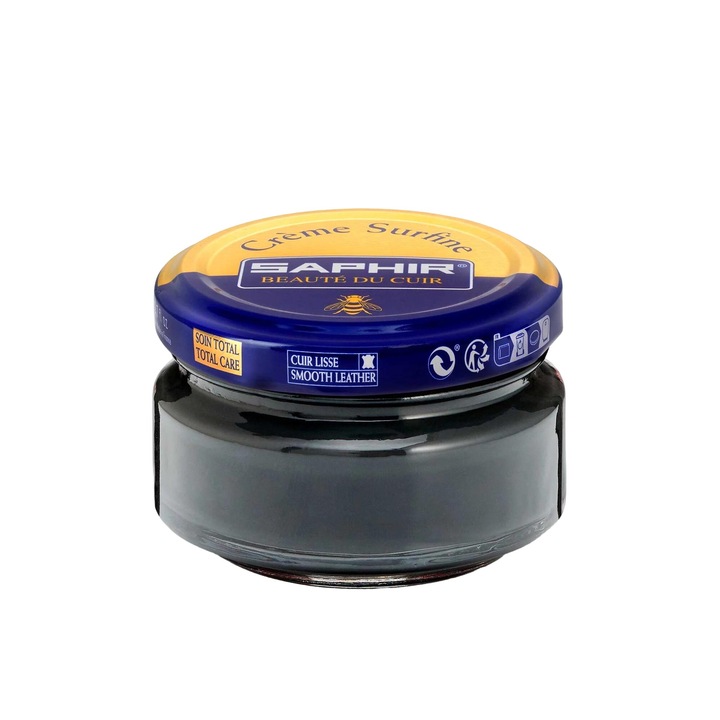 Crema de ingrijire pentru incaltaminte de piele, Saphir, 50 ml, gri inchis, impermeabilizare si hranire