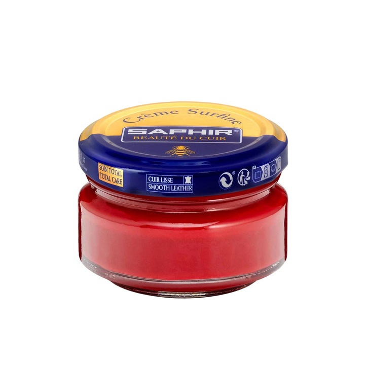 Боя за кожени обувки, Saphir, водоустойчива, 50 ml, червена