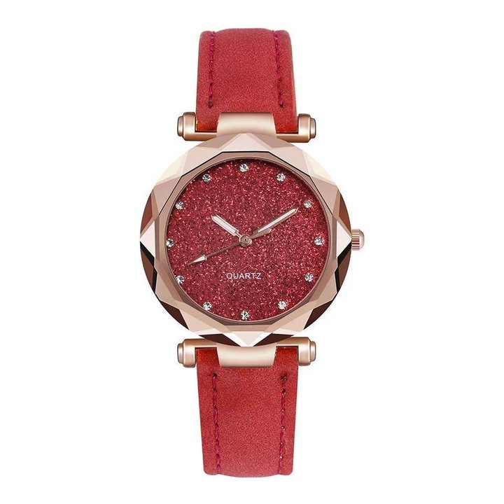 Ceas dama Geneva Diamond rosu