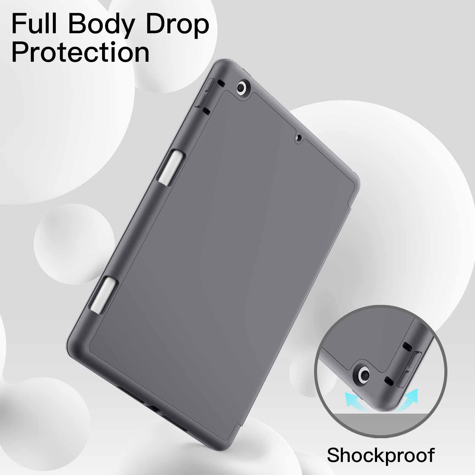 Husa JETech pentru iPad 10, 2 inchi 2021/2020/2019 (al 9-lea/8-a/7-a), Suport pentru creion, Husa subtire pentru tableta cu spate moale TPU, Auto-Wake/Sleep, Negru