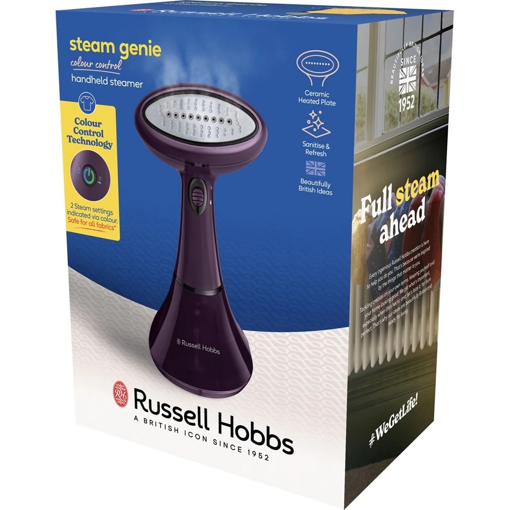 Aparat de calcat vertical cu abur Russell Hobbs Steam Genie Color Control 27410-56, 1800 W, 2 setari abur, Lila