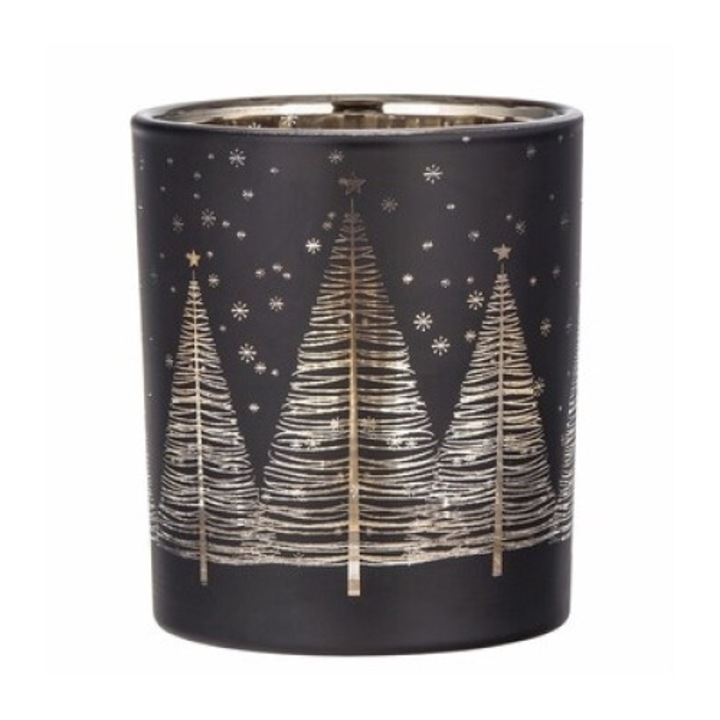 Свещник от черно стъкло със златен интериор, 7x8 см, Altom Design