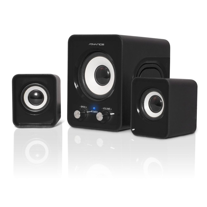Advance 2.1 PC hangszóró, fekete, 6W, 3, 5mm jack