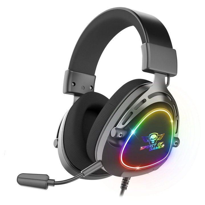 Casti cu fir Spirit of Gamer Elite H40 Dark, microfon, RGB, negru