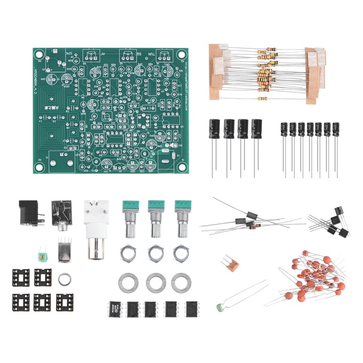 Kit DIY receptor radio aeronautic Enforose, 118-136MHz, antena VHF, dimensiuni PCB 9.2x7.5cm, culoare verde