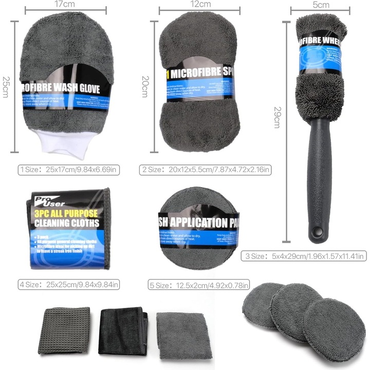 9 részes autótisztító készlet, mikroszálas szerszámok belső és külső tisztításhoz, kerekekhez, bőrhöz, szellőzőhöz, többszínű