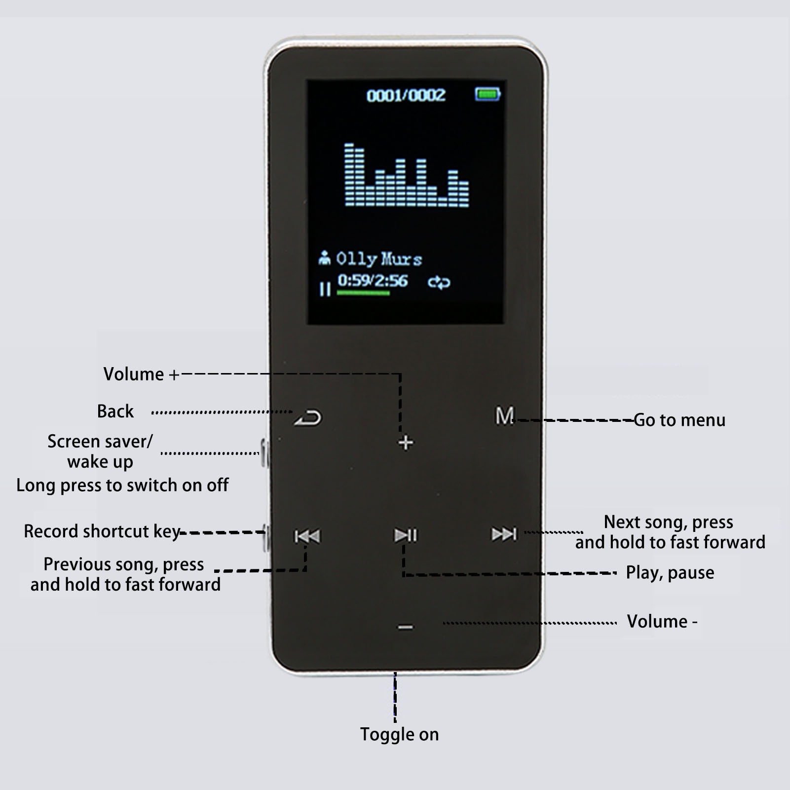 Player MP3, 128GB, ecran TFT 1.8 inch, zinc, functii diverse - eMAG.ro
