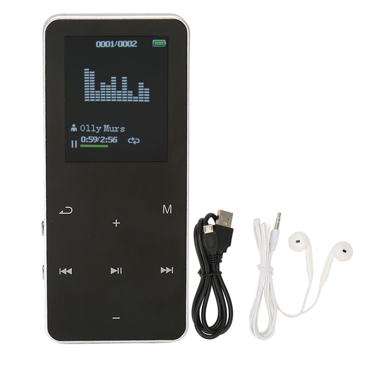 Cozevdnt MP3 lejátszó, 8 GB, 1,8 hüvelykes képernyő, ezüst, támogatja a microSD kártyát 128 GB-ig