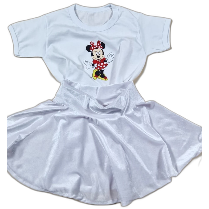 Set Compleu copii cu 2 piese, Poveste, fusta catifea elastica alba