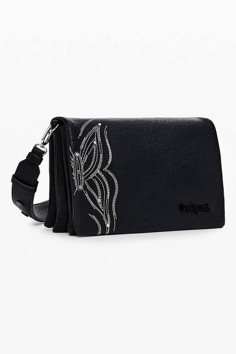 DESIGUAL, Geanta crossbody cu model, Negru
