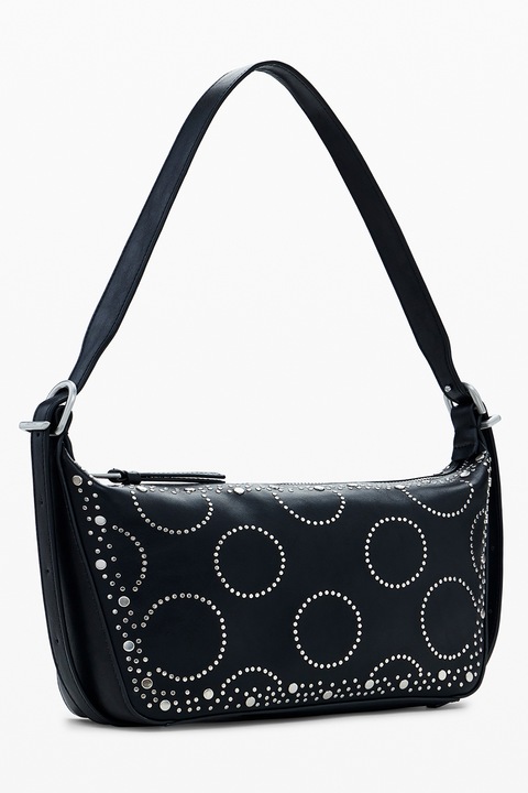 DESIGUAL, Geanta din piele ecologica cu bareta de umar si model, Negru