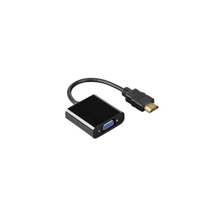 WTO® jelátalakító adapter, HDMI digitális - analóg VGA, HDMI dugasz - VGA csatlakozó, hang nélkül, egyirányú, fekete