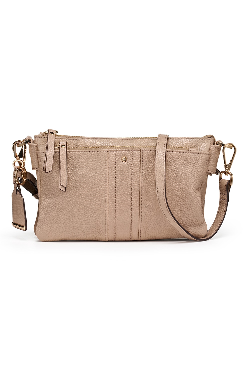 Geox, Geanta crossbody din piele Claree, Maro taupe deschis