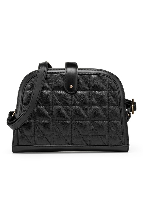 Geox, Geanta din piele cu detaliu matlasat Viennix, Negru