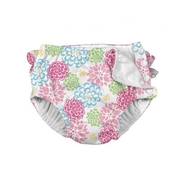 Scutec pentru inot si antrenament la olita Ultimate iPlay - White Zinnia (cu volanase), 4 ani