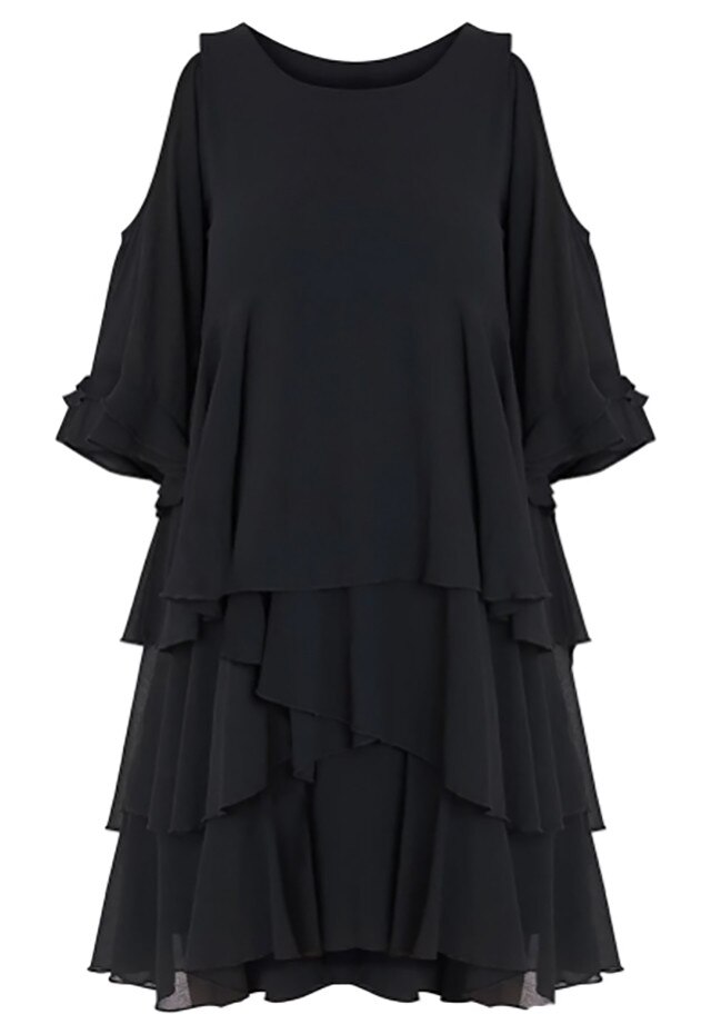 Rochie cu volane Le Charm, Negru, S