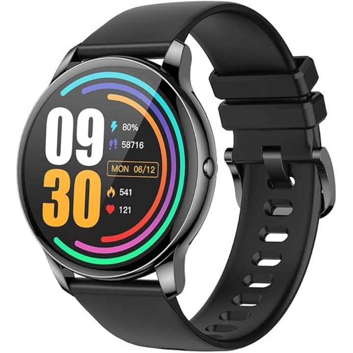 Смарт часовник HOCO Y10 Amoled, 128MB памет, Bluetooth, 230mAh, 1,3 инчов екран, силиконова каишка, черен