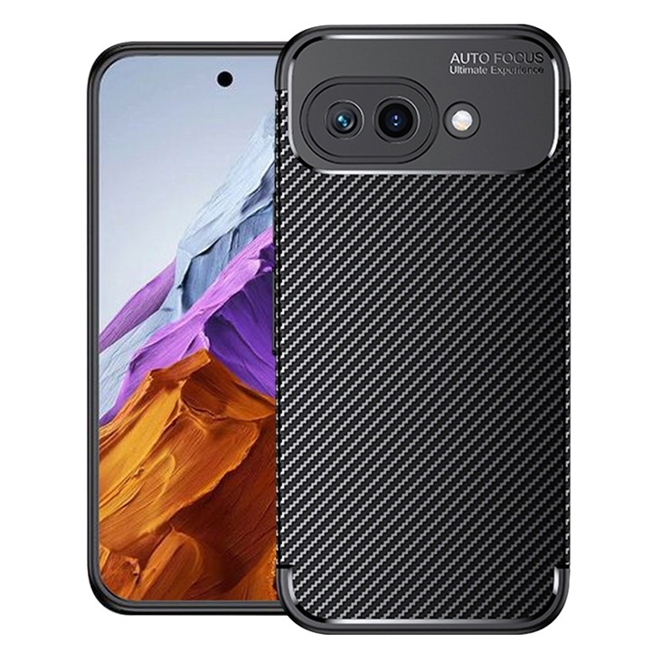 Калъф за Google Pixel 9a, Techsuit, CarbonFiber, Черен