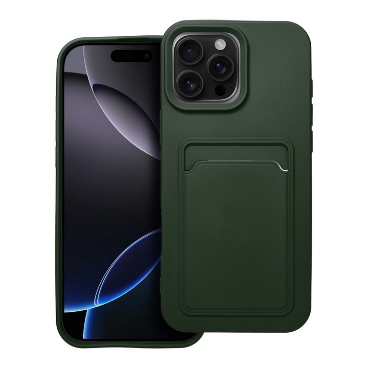 Силиконов кейс megaMOBILE® CARD за iPhone 16 Pro, зелен