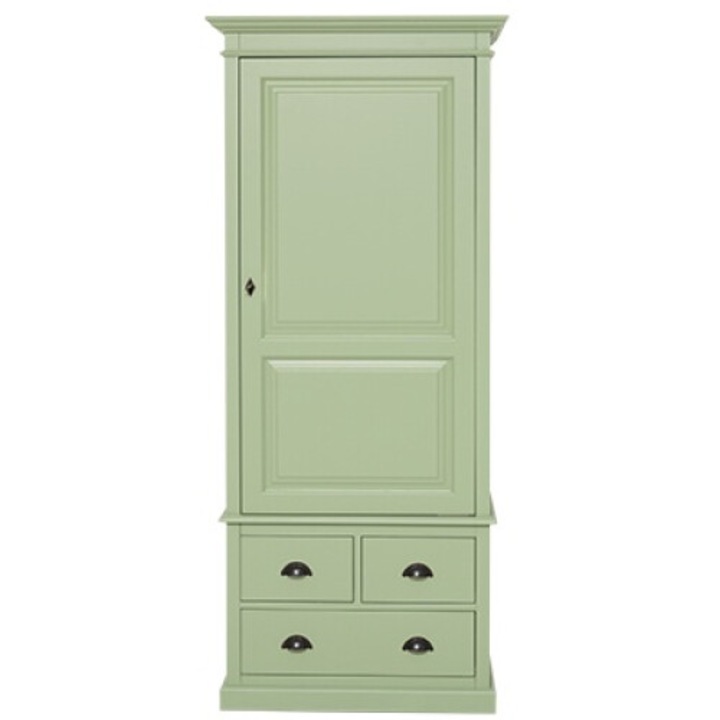 Dulap haine cu 3 sertare, culoare verde deschis P054, vopsit, 100% lemn masiv, 197x59x85 cm