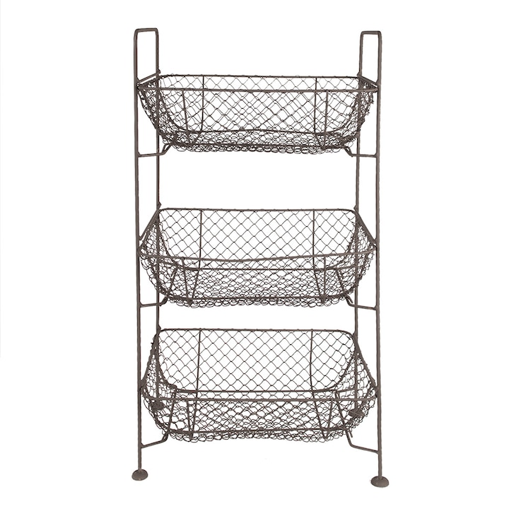 Рафт 3 кафяви железни кошници 35x26x71 см