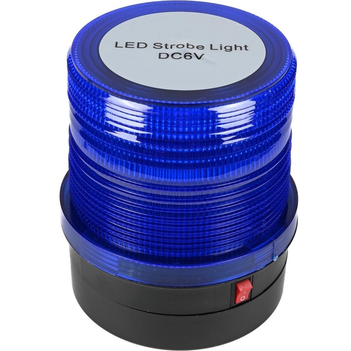 Girofar Albastru Portabil Fara Fir cu 24LED Wireless cu Baterii, Efect de Rotatie Stroboscopic si Talpa Magnetica