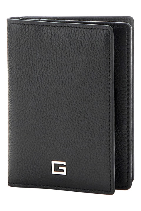 GUESS, Портфейл Madrid от кожа Сафиано, Черен