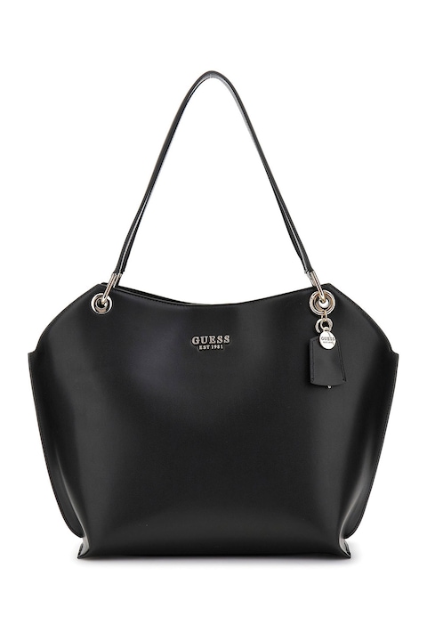 GUESS, Чанта от еко кожа Mietta с презрамка, Черна