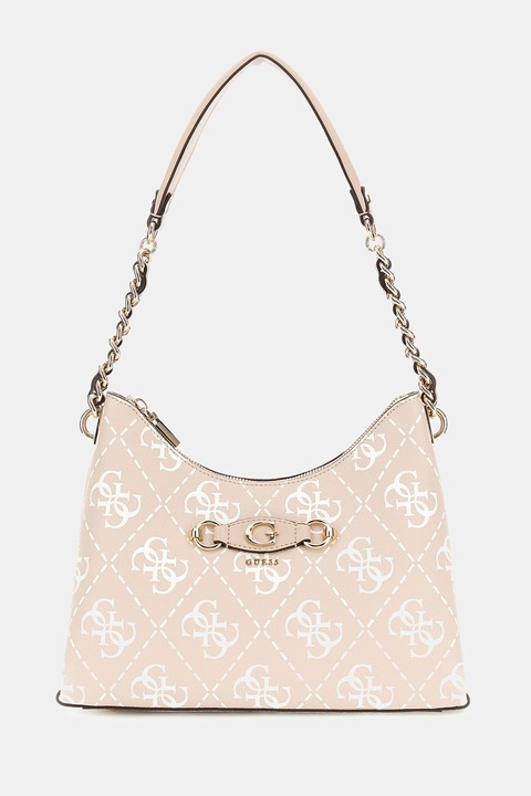 GUESS, Izzy műbőr válltáska, Fehér, Homokbarna