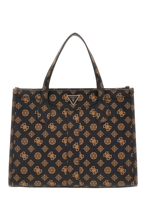 Дамска чанта GUESS, House Party, От еко кожа, Черен, Кафяв