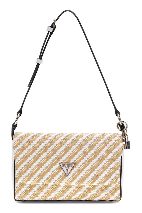 Guess, Emelda szövött dizájnú keresztpántos táska, Fehér, Tevebarna