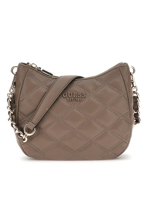 GUESS, Geanta din piele ecologica cu bareta de umar Tamsin, Maro taupe