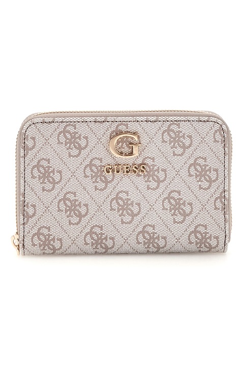 GUESS, Десениран портфейл Zamira с цип, Светло кафяво