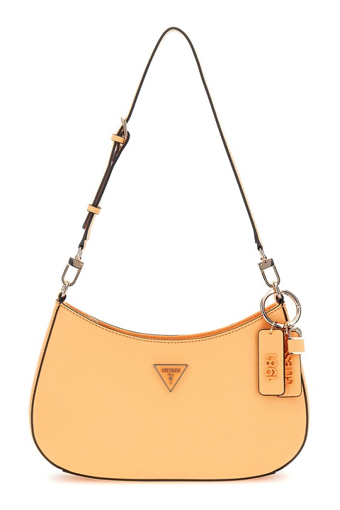 GUESS, Чанта през рамо Noelle от еко кожа с релеф Сафиано, Светло оранжево