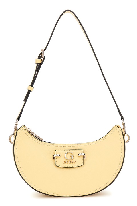 GUESS, Чанта Nastra от еко кожа с метално лого, Светло жълто