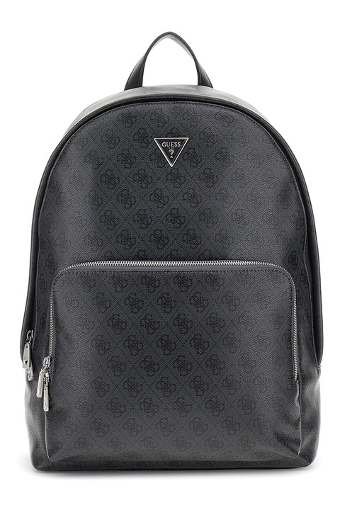 GUESS, Rucsac de piele ecologica cu model monograma Milano, Gri antracit