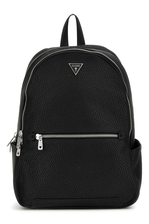 GUESS, Rucsac din piele ecologica cu fermoar Torino, Negru
