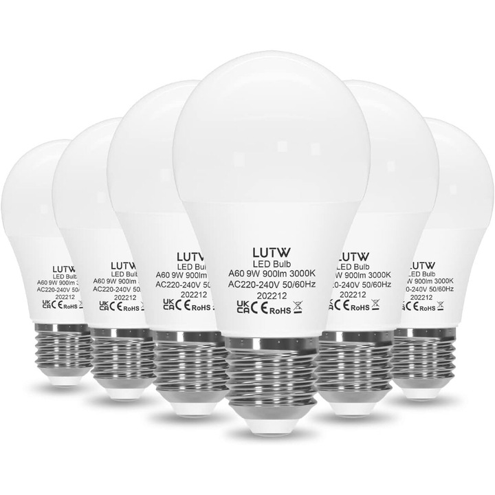 6 db LED izzó készlet E27 LUTW, 5W, classic, F osztály