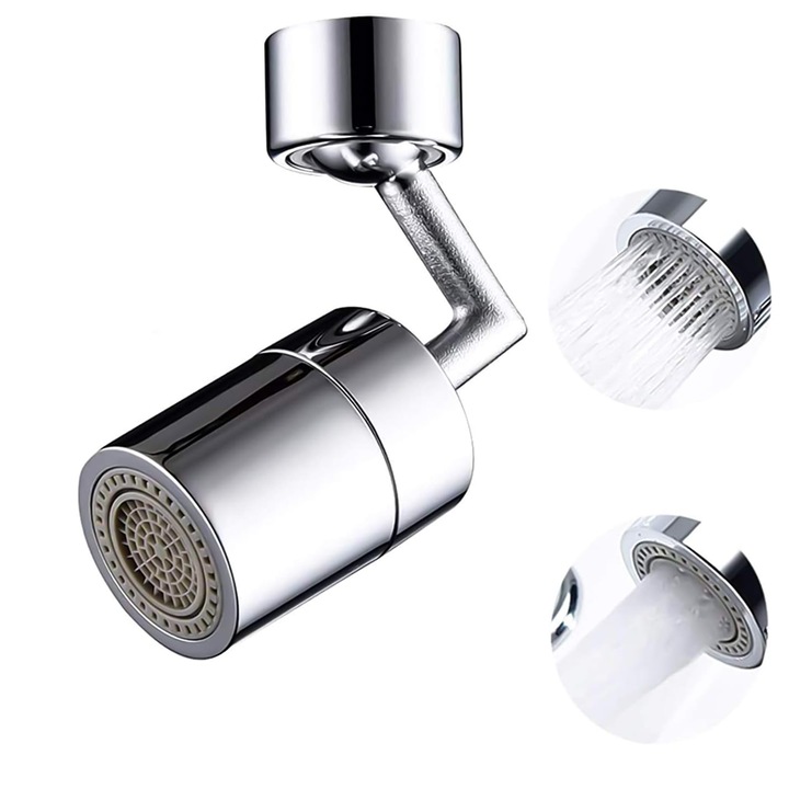 Prelungitor CCmax din ABS/Alama cu Adaptor pentru Baterie Chiuveta cu Brat Rotativ, Pivotant, Economizor Apa Integrat